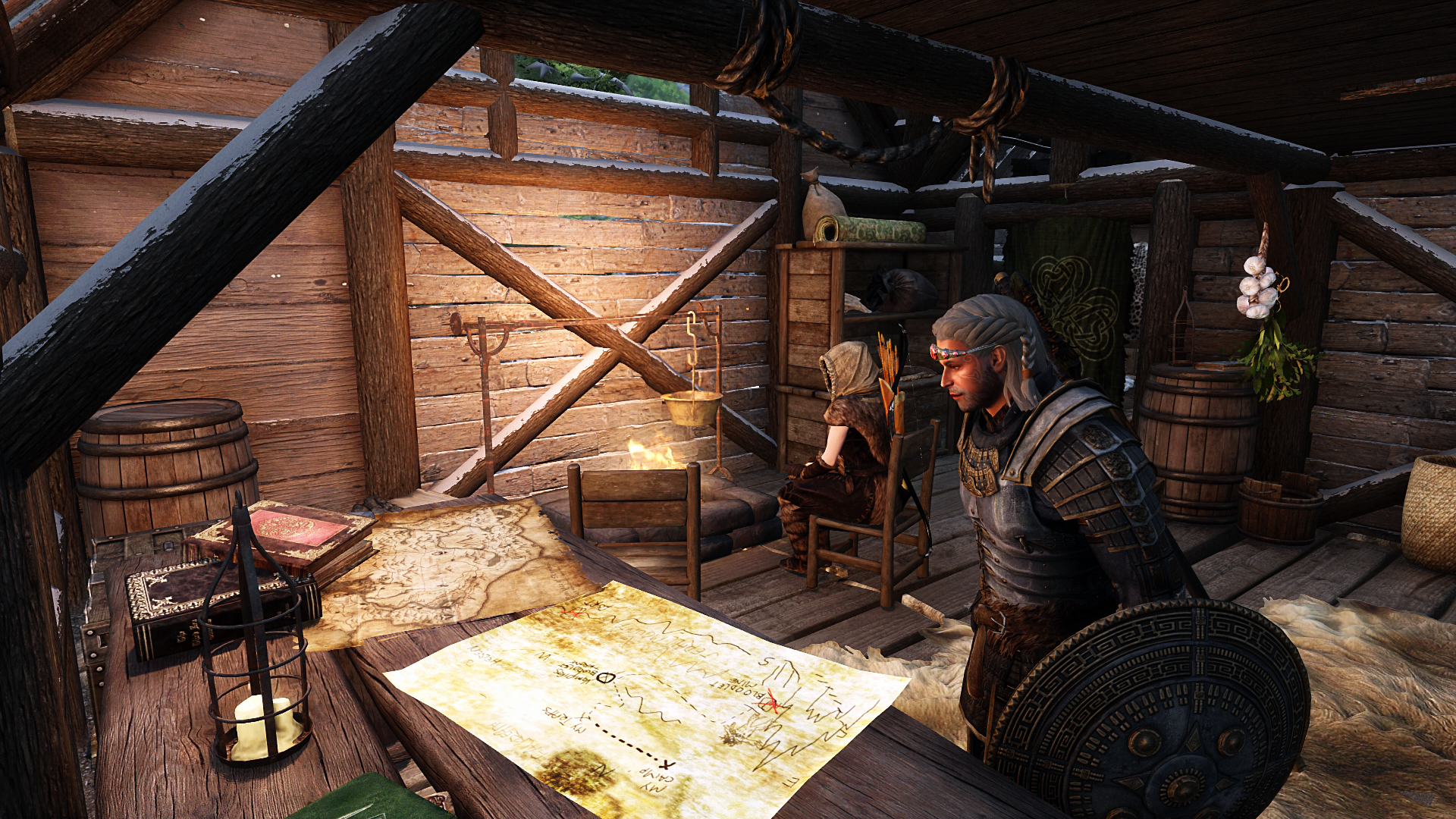 The Dragonborn Reviews Rigmor's Map in Angi's Cabin.