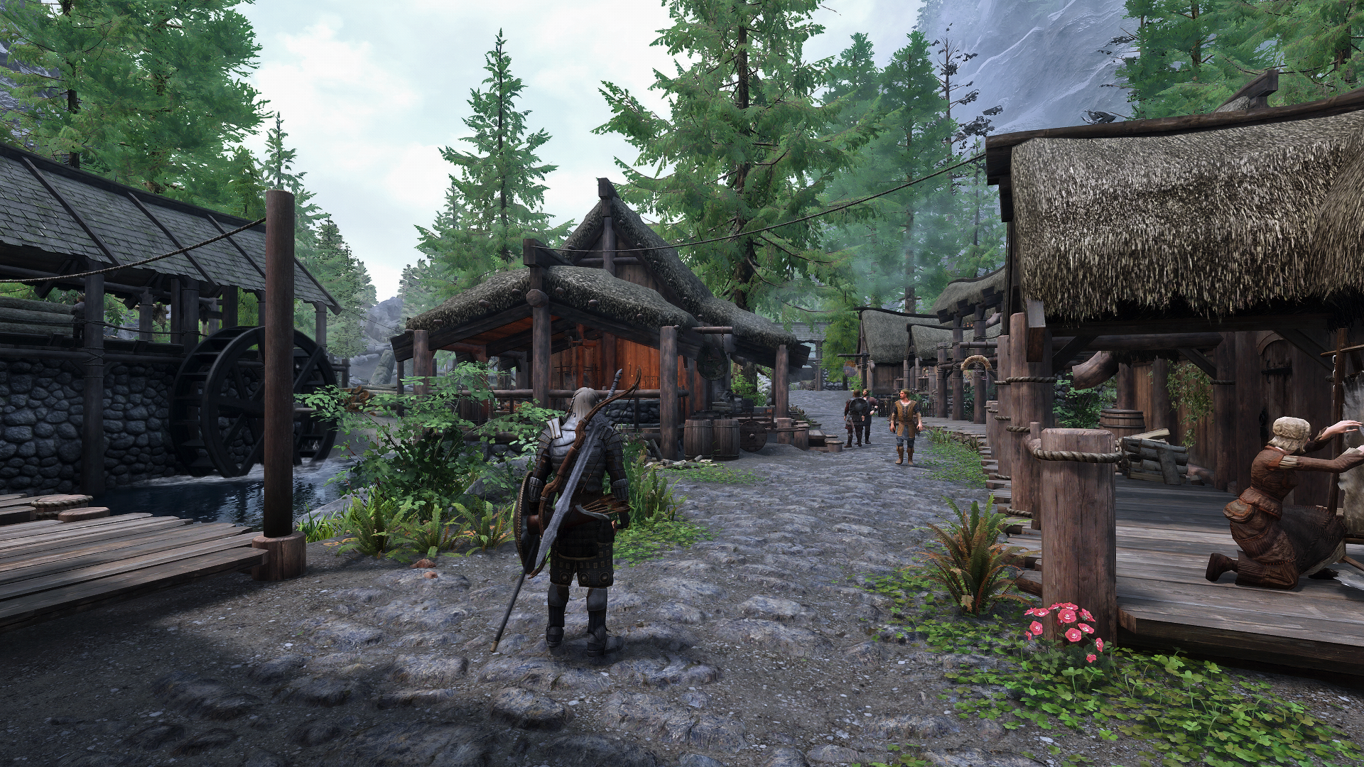 Riverwood Lumber Mill, Smithy and View Through Town