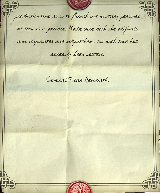 Page Two of Letter To Justiciar Milen of the New Order.