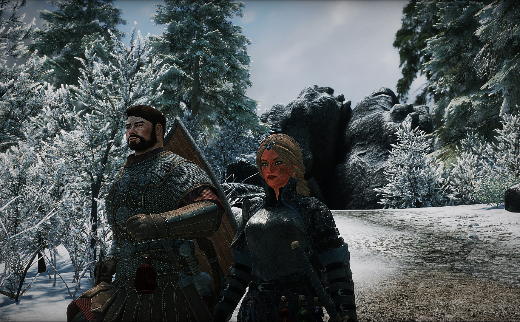 Katariah and Hadvar Escape From Helgen and the Dragon