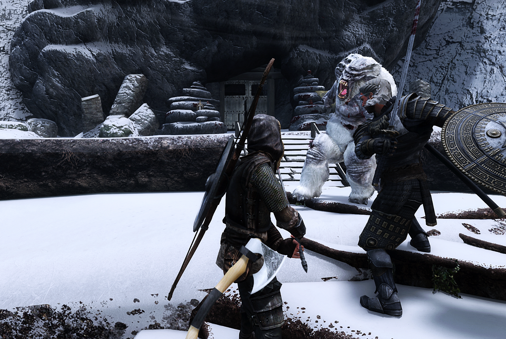 Rigmor, The Dragonborn Battle For The Mine Entry With A Frost Troll